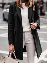 Aurohaya Elegant Wool Coat with Single Breasted Button Closure, Long Sleeves Pockets for Women Classic Black, Casual Fashionable Outerwear